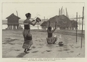 Dziewczęta z Irrawaddy robią sieci